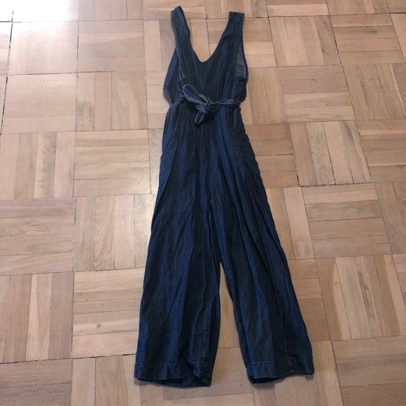 Free People Pants - Free People Chambray denim tie jumpsuit